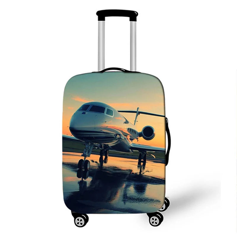 3D Aircraft Travel Suitcase Cover Elastic Fabric Luggage Protective Cover 18-32 Inch Thicken Trolley Case Cover Travel Accessory