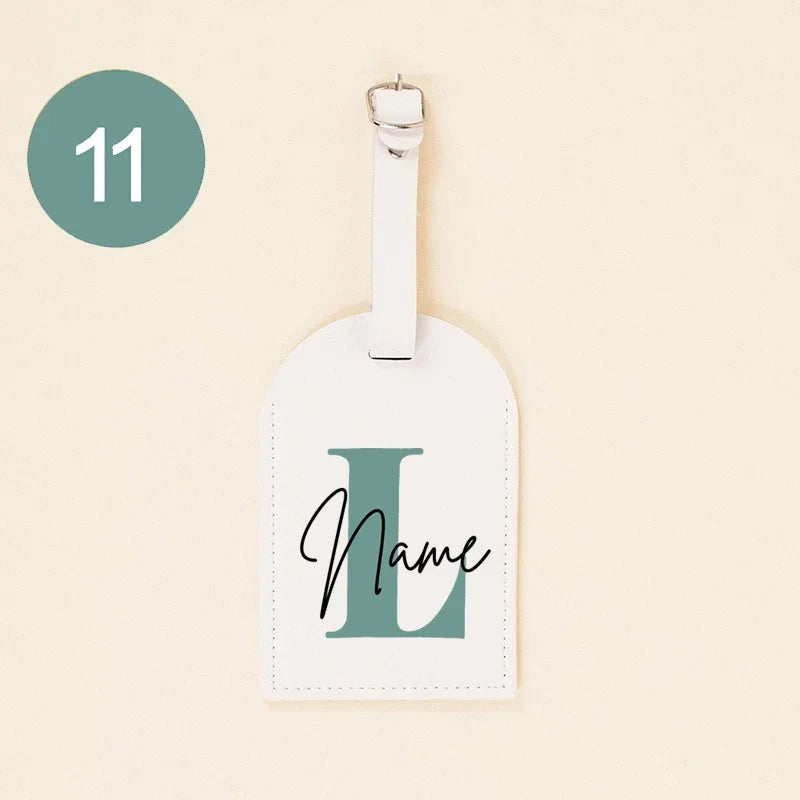 Personalised Monogram PU Luggage Tag Initial with Name Leather for Suitcase Baggage Handbag Tags Travel Bag Label Tag Best Gifts