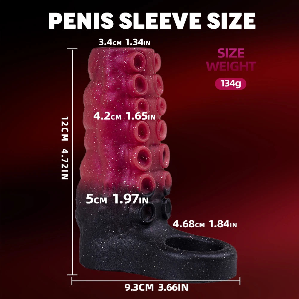 Dick Sleeve Enlargement Lock Sperm Penis Ring Adult Men Sex Toy Enlarged and Thicken Cock Sleeve Soft Silicone Male 18+ Sexy Toy