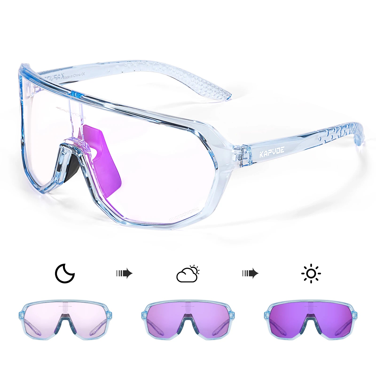 Photochromic Cycling Sunglasses Kapvoe Women Man Luxury Gold Glasses Driving Fishing Fashion Travel Golf Women Bike Goggles