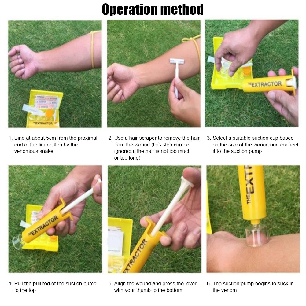 Vacuum Suction Pump Wild Venomous Bee Mosquito Bite Outdoor Venom Extractor Tourniquet Camping Hiking First Aid Safety Tool