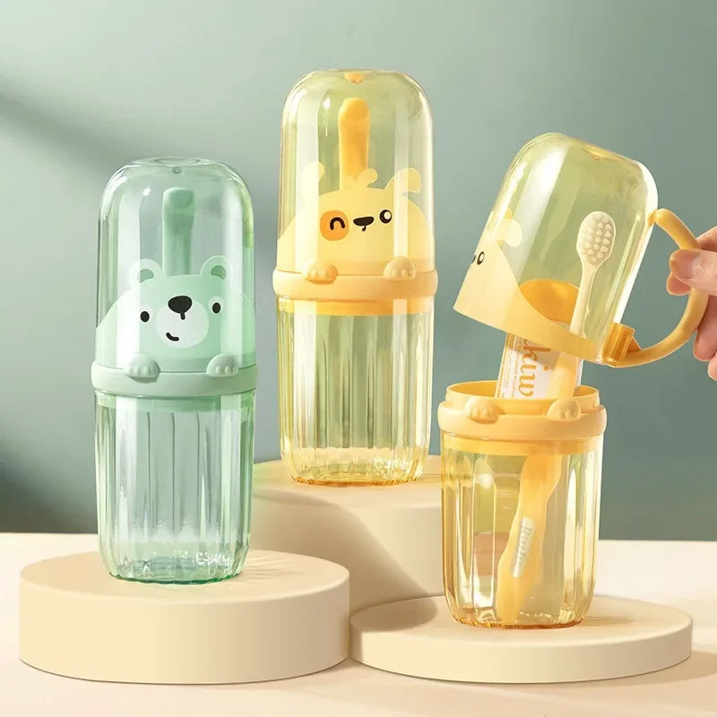 Travel Mouthwash Cup, Brushing Cup, Toothbrush, Toothbrush Cup, CHILDREN'S Set, Portable Home Washing and Toothpaste Storage
