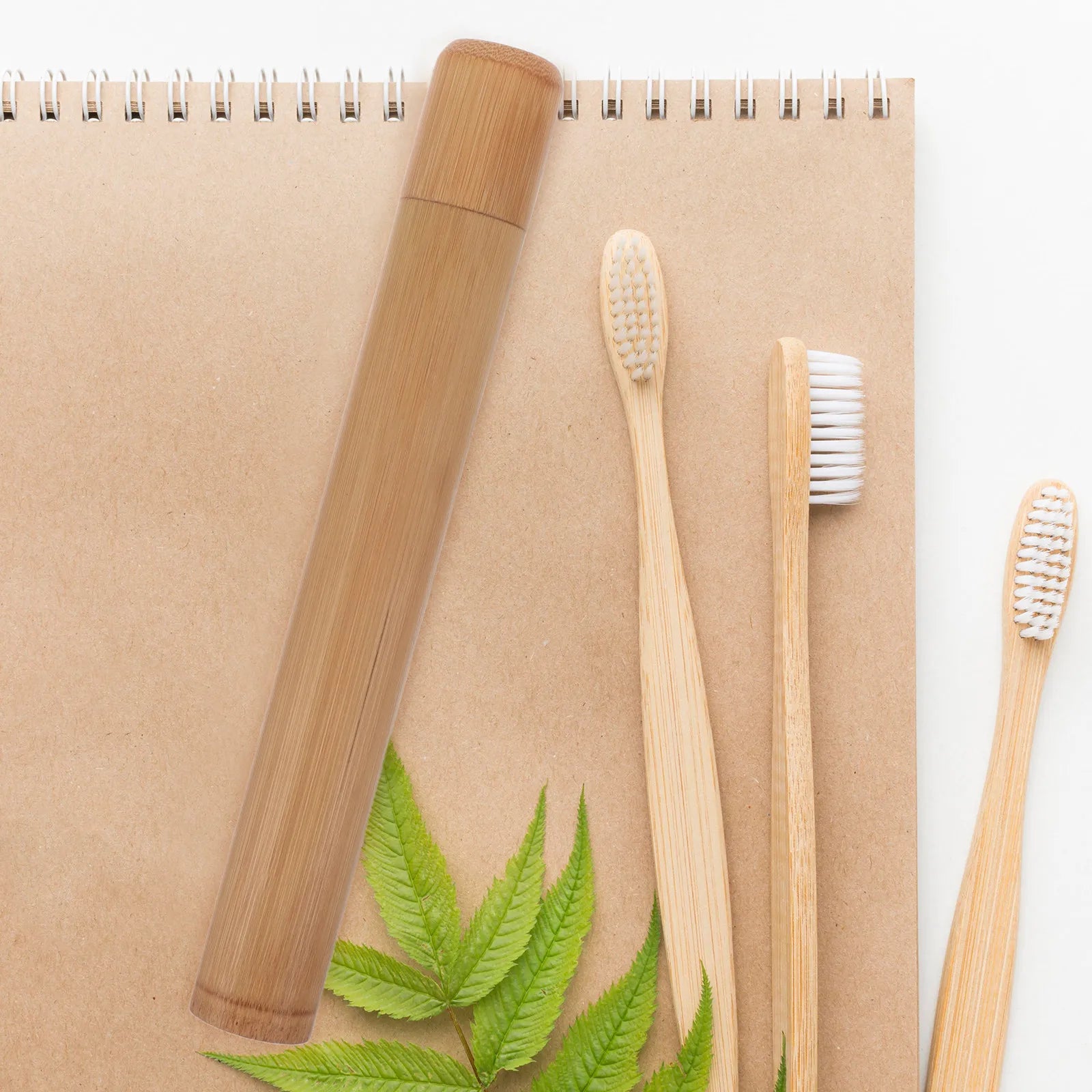 2Pcs Bamboo Toothbrush Case Portable Durable Travel Holder Lightweight for Hiking Camping Storage Tube