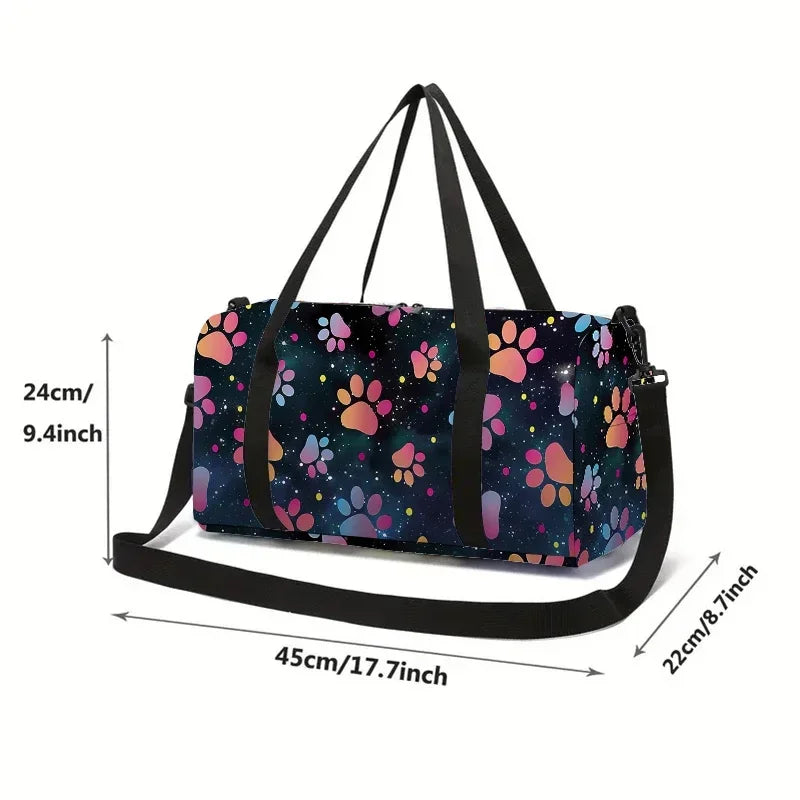 Paw Prints Large Capacity Luggage Bag for Boy and Girls Best Gifts 2D Cartoon Stravel Duffels Outdoor Fitness Bag for Children