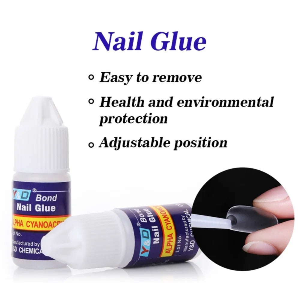 1Set*3g Fast Drying Bond Nail Glue for False Nail Tips Strong Adhesive Glue Professional Acrylic Art Nail Rhinestone Glue Gel &*
