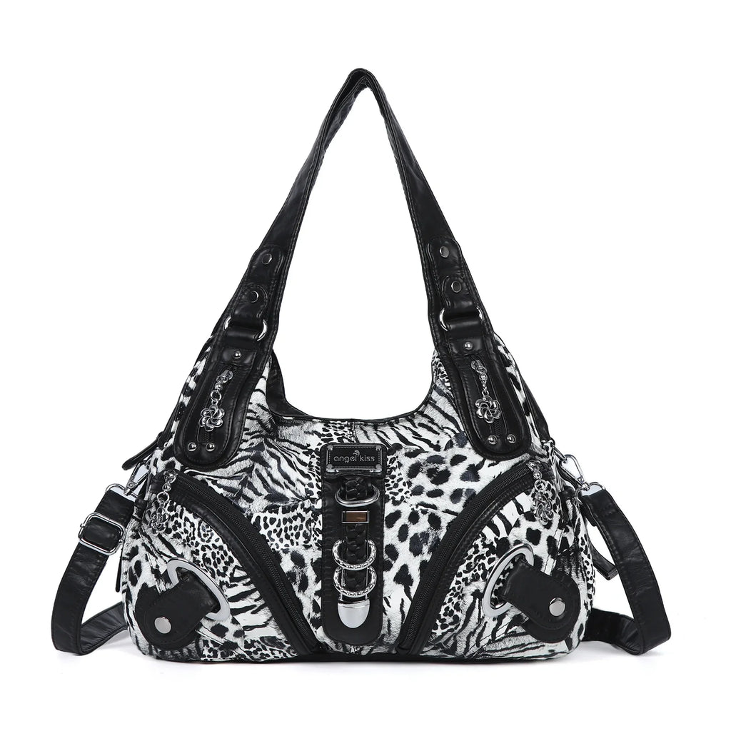 Angelkiss Women Handbags Leopard Bag Top-handle Handbag Fashion Satchel Dumpling Pack Shoulder Bag Tote Bag Hobos Large Purse