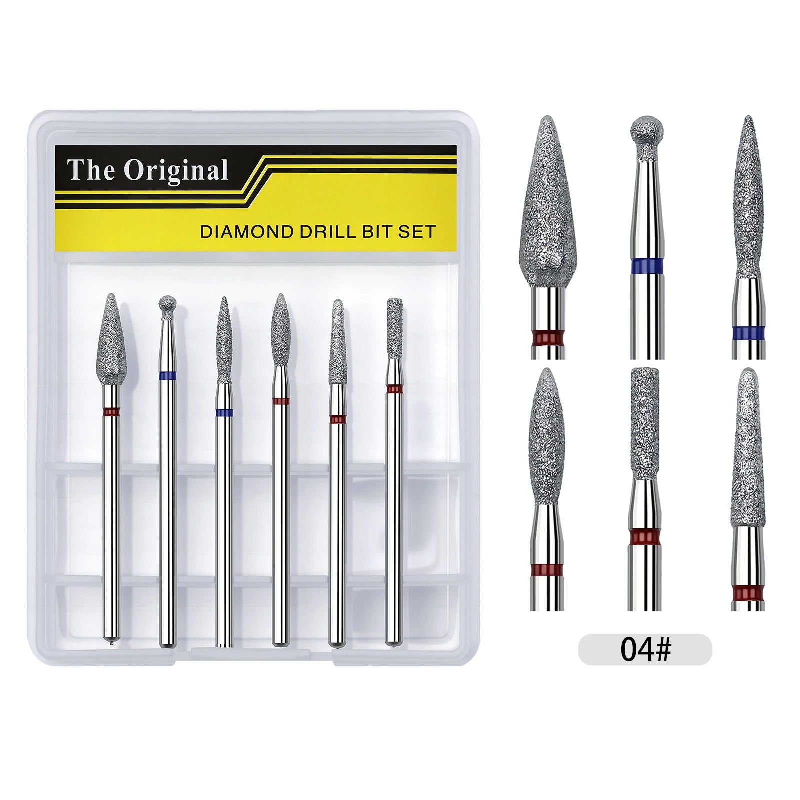 6pcs/set Nail Dill Bits Diamond Milling Cutter for Manicure 3/32" Burr Electric Cuticle Clean Nail File Cuticle Remover Tool