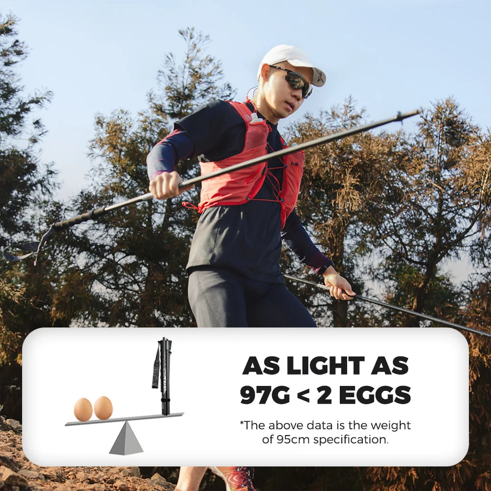 Naturehike 2026 New Carbon Fiber Hiking Poles Ultralight 97g Folding Backpack Trekking Sticks Thicken Travel Camping Poles