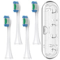 Clear Toothbrush Travel Case Protective Box & 4 Replacement Brush Heads Compatible with Philips Sonicare Electric Toothbrushes