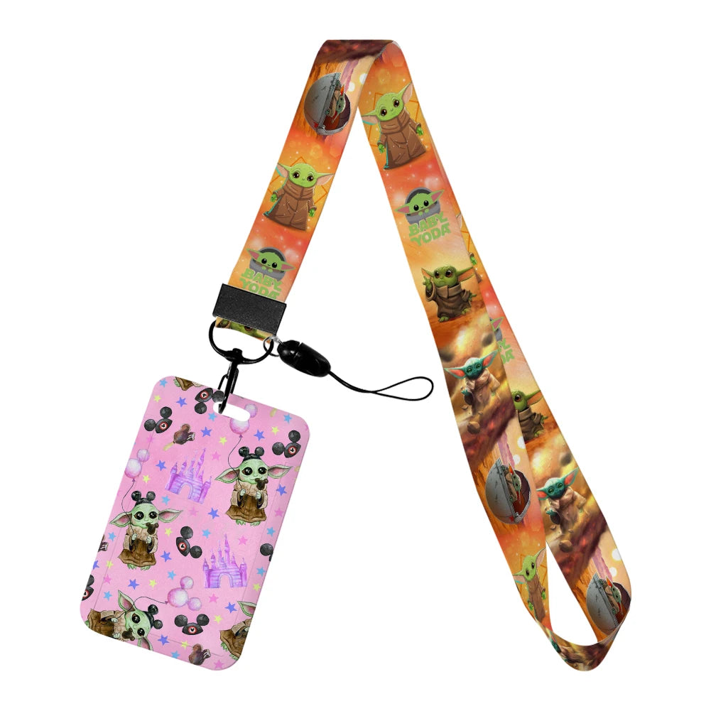 Cartoon Yoda Disney Card Holder Lanyards Minnie Card Holders Neck Strap for Keychain Kids Door Badge Holder Boy Girl Card Case