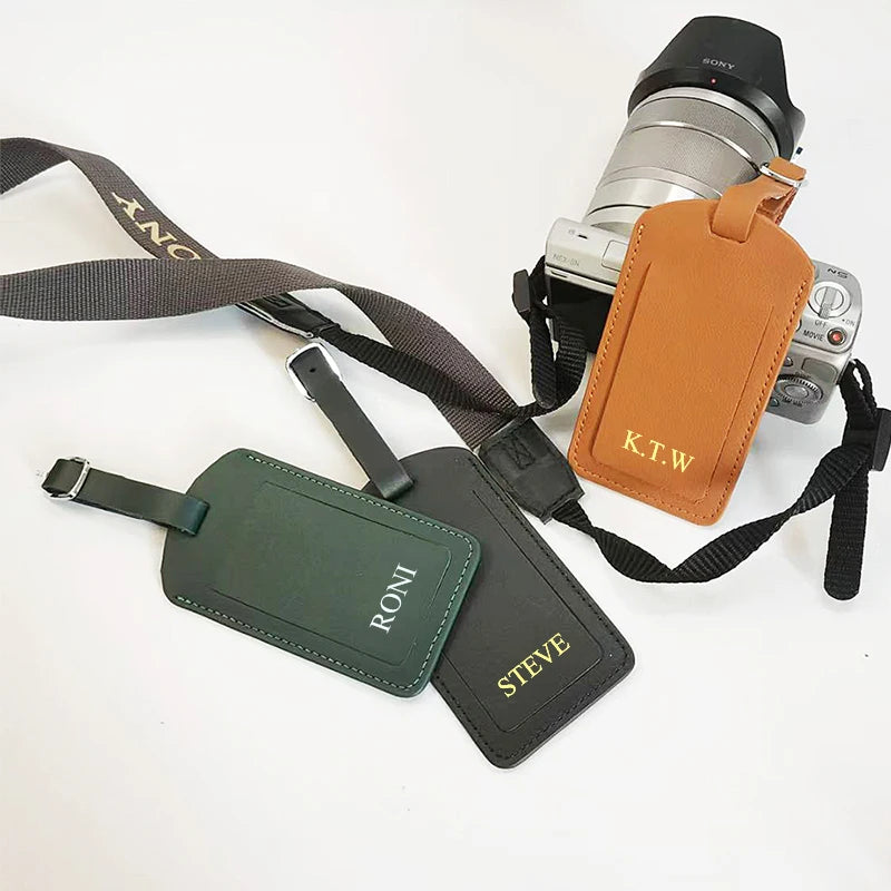 Cowhide Travel Custom Initials Luggage Tag Genuine Leather Personalized Suitcase Label Business Luxury Bag Pendant Retro Charm