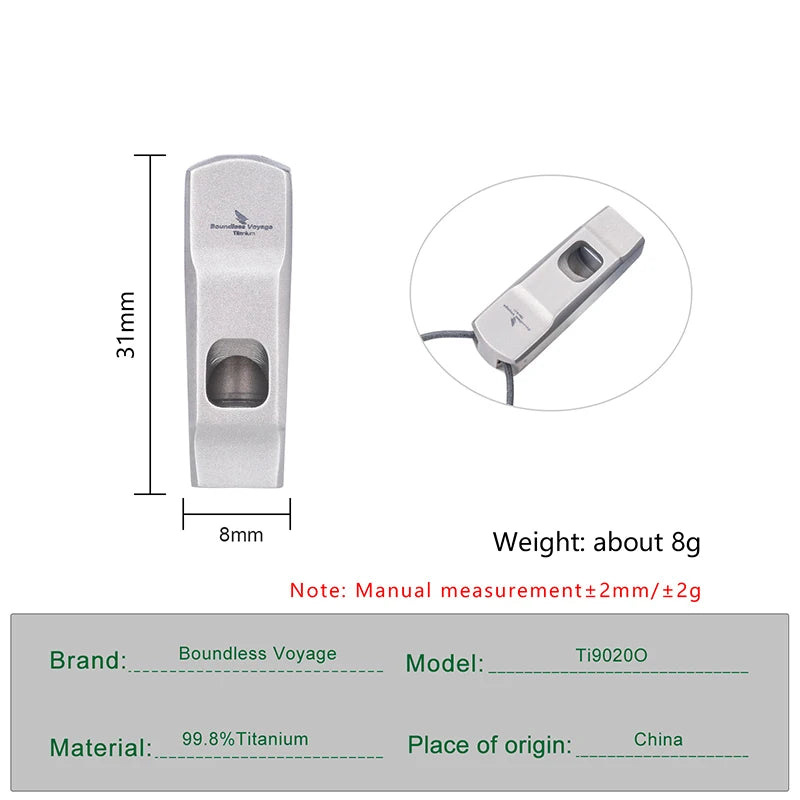 Boundless Voyage Titanium Whistle Outdoor Survival Treble Super Responsive Sharp Whistle Loud voice for Outdoor Camping, Hiking
