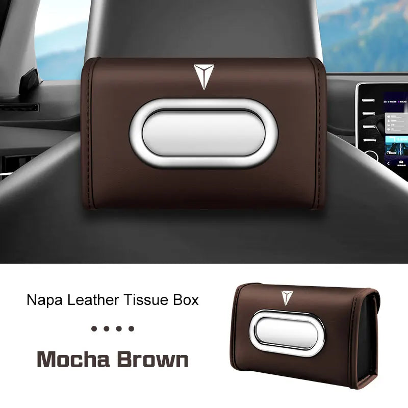 Nappa Leather Car Tissue Box for Changan DEEPAL S7 S07 G318 S09 S05 L07 SL03 Seat Hanging Towel Case Auto Armrest Kleenex Bag