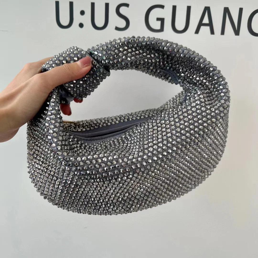 Luxury Designer Glitter Rhinestone Diamond Cloud Bag Evening Bag Wedding Party Clutch Purse Women Handbag Shoulder Messenger Bag