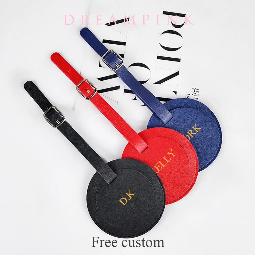 Fancy Lovely Round Luggage Tag Custom Letters Popular Travel Accessories Suitcase Baggage Card Tag DIY Personalize Initials Gift