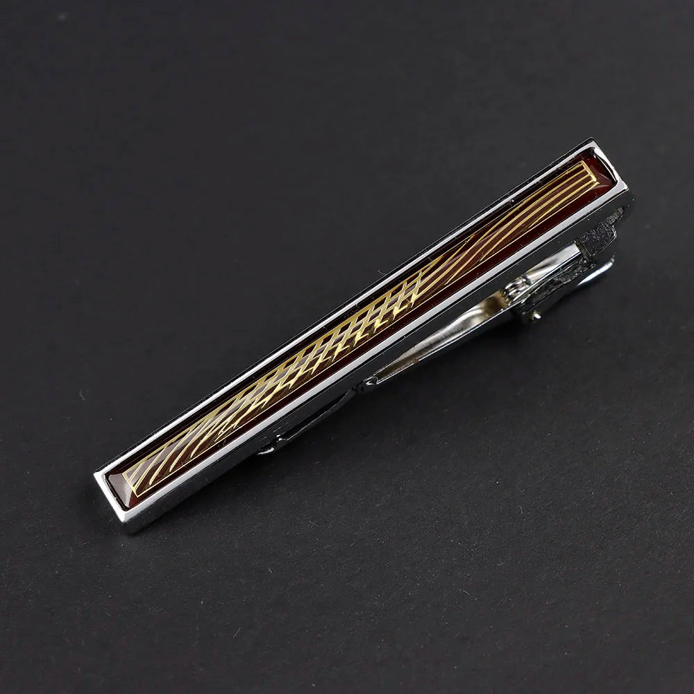 New High Quanlity Classic Golden Sliver 6cm Designer Metal Tie Clips Set Necktie Pin For Men Business Banquet Accessories Gift