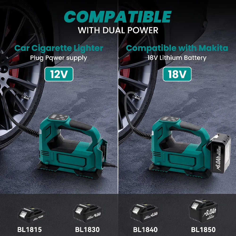 Cordless Tire Inflator For Makita 18V Lithium Battery BL1815 BL1830 BL1840 BL1850 Wireless Air Pump Power Tool Battery