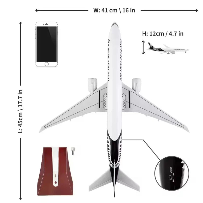 2025 New 1/157 Scale 47cm Boeing 777 Diecast Model Air New Zealand Airlines Resin Plane With Light Airplane Collection Display