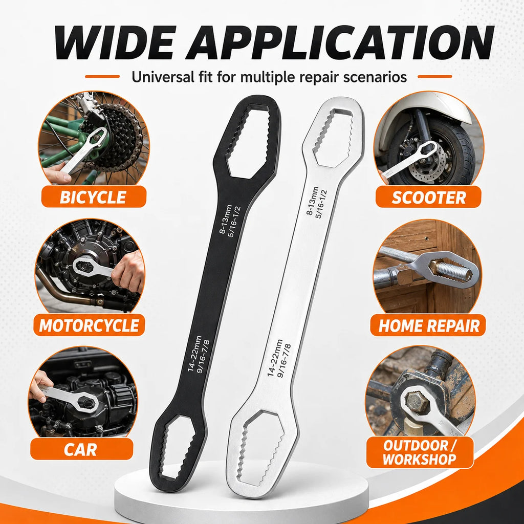 YONGRUN 1PC Universal Motorcycle Wrench 3-17mm 8-22mm Multi Function Repair Spanner Compact Bike Tool for Nut Bolt Adjustment