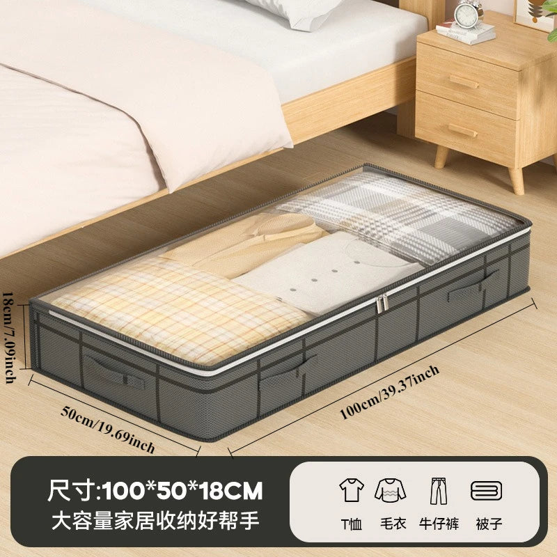 1PC Large Underbed Storage Bag - Foldable Clothes Quilt Organizer for Bedroom Dormitory, Space Saving Doggy Bag