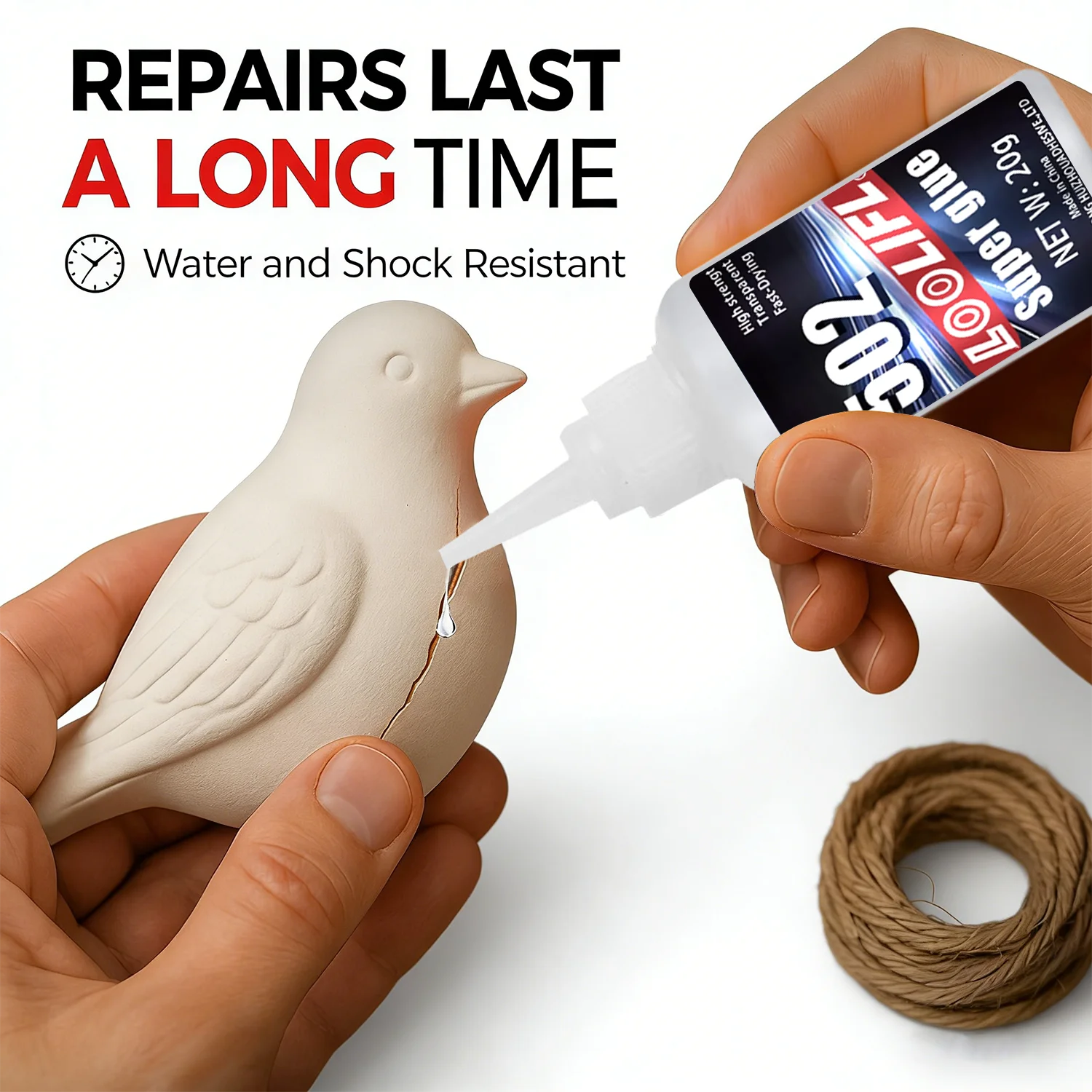 502 Super Glue 20g Fast-Drying Adhesive, Waterproof Instant Glue for Plastic, Wood, Metal, Rubber,DIY Repair with Precision Tips