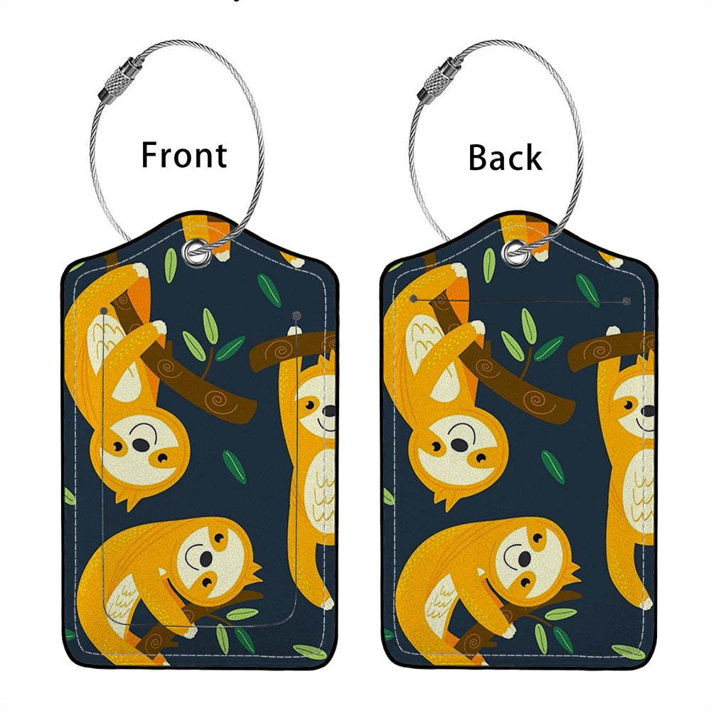 HOT SALE Cute animals Leather Business Luggage Tag Suitcase Address Label Luggage Boarding Case Label Name ID Address Clip