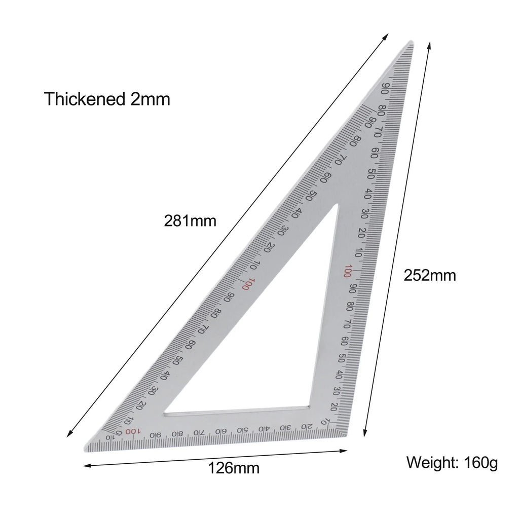 Stainless Steel Triangle Ruler With Dual Measurement System 90 Degree Angle Ruler Square Woodworking Tools