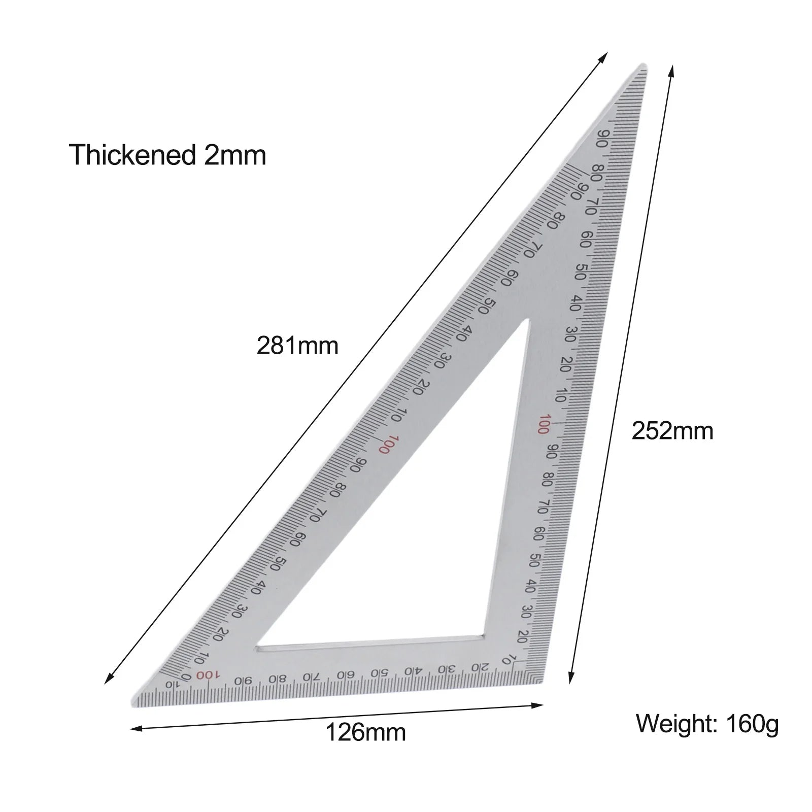 Stainless Steel Triangle Ruler With Dual Measurement System 90 Degree Angle Ruler Square Woodworking Tools