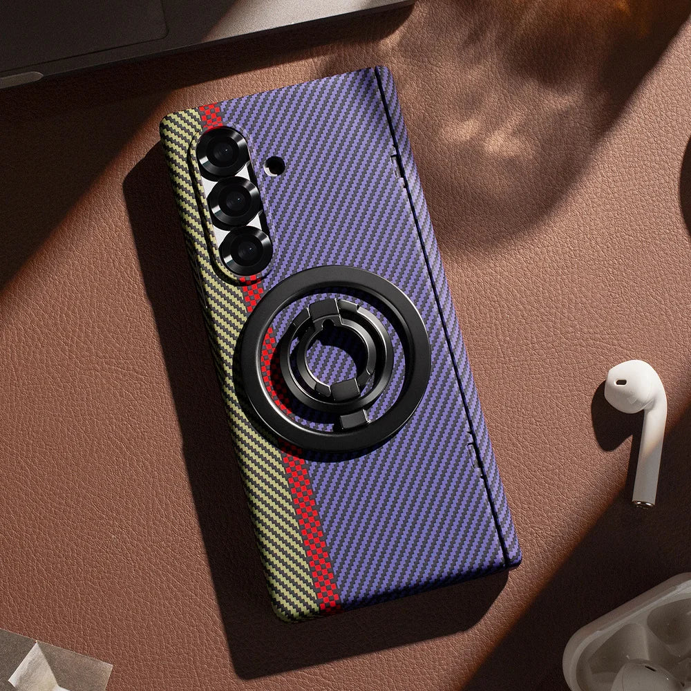 Strong Magnetic Magnet Folding Stand Carbon Fiber Phone Case for Samsung Z Fold 8 Ultra ZFold 7 6 5 4 3 Flip Hinged Back Cover