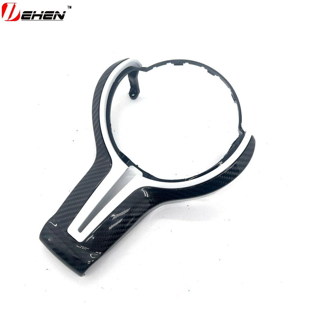 For BMW F20 F22 F30 F31 F32 F33 F36 F10 F06 F12 F13 F15 F16 M-Sport Replacement Style ABS+Carbon Fiber Steering Wheel Trim