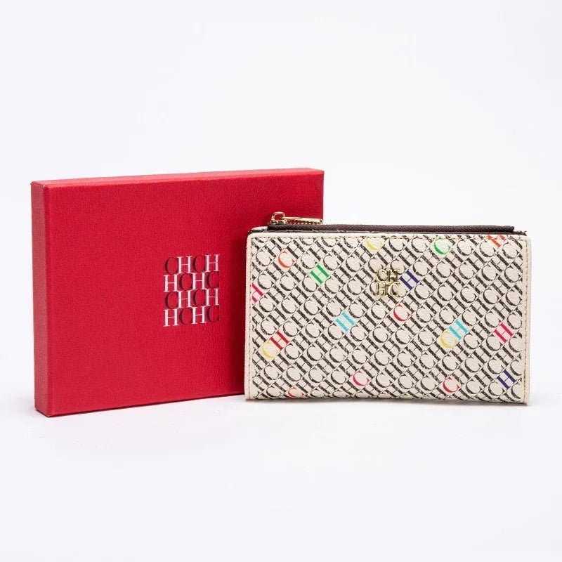 CH Wallet Monogram Print Long Zipper Purse With Box Card Holder Fashion Clutch For Women Daily Use Travel Shopping Casual