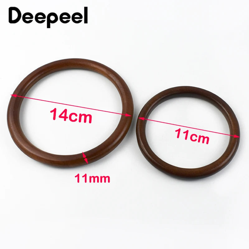 1/2Pcs 11/14cm Solid Wood Ring Bag Handles Purse Frame for Women Handbag Woven-Bag DIY Handmade Sewing Brackets Bags Accessories