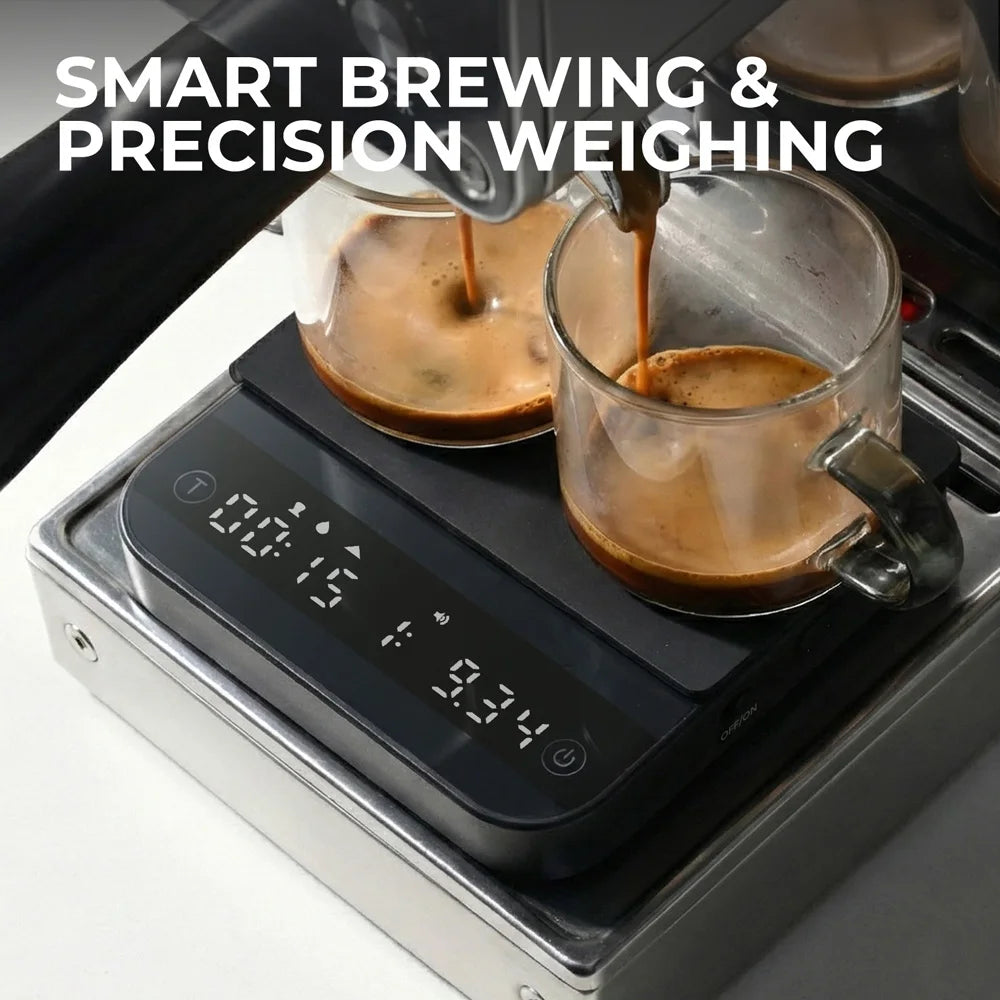 Coffee Scale 0.1g Precision 0.3g-2000g, Auto-Start Timer, Flow Rate & Ratio Modes, Tempered Glass