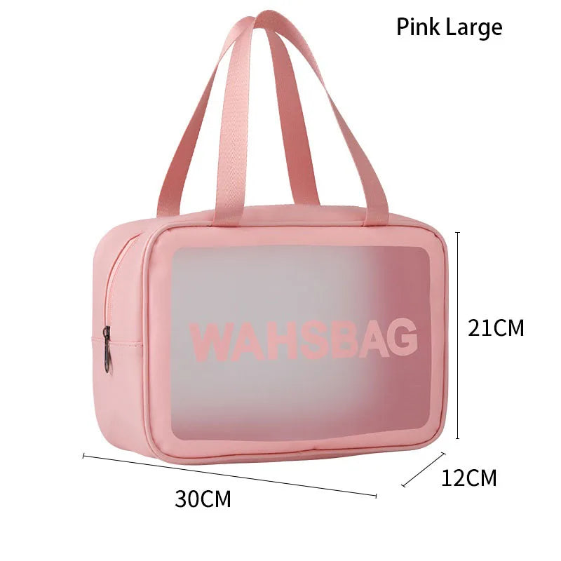 PVC Portable Travel Wash Makeup Bag Women's Cosmetic Bag Large-Capacity Transparent Waterproof Storage Box Organizer