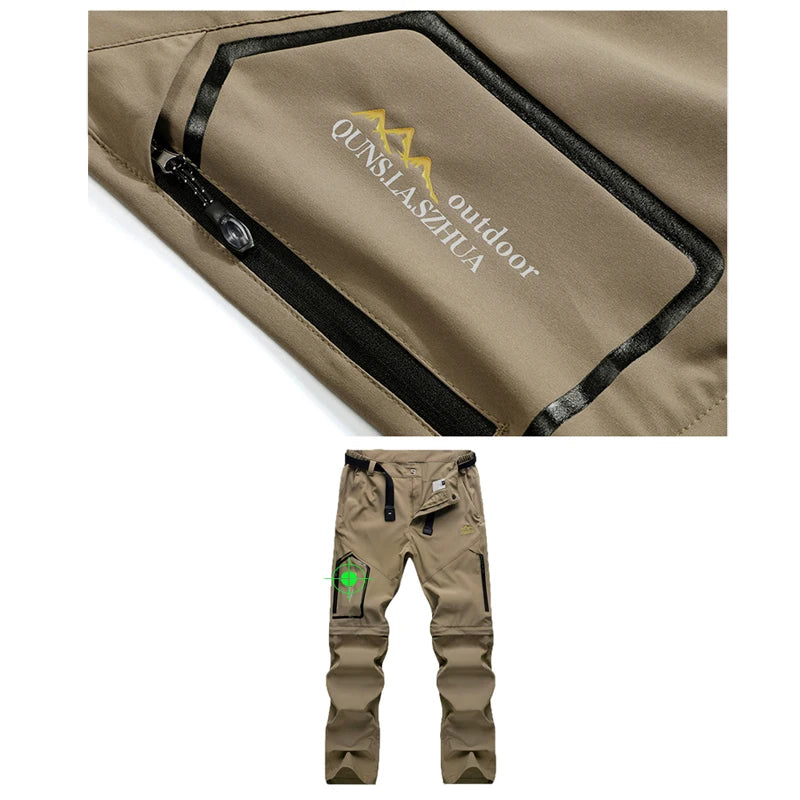 Men's Lightweight Convertible Cargo Tactical Pants Zip off Outdoor Hiking Stretch Work Pants Trekking Camping Trousers
