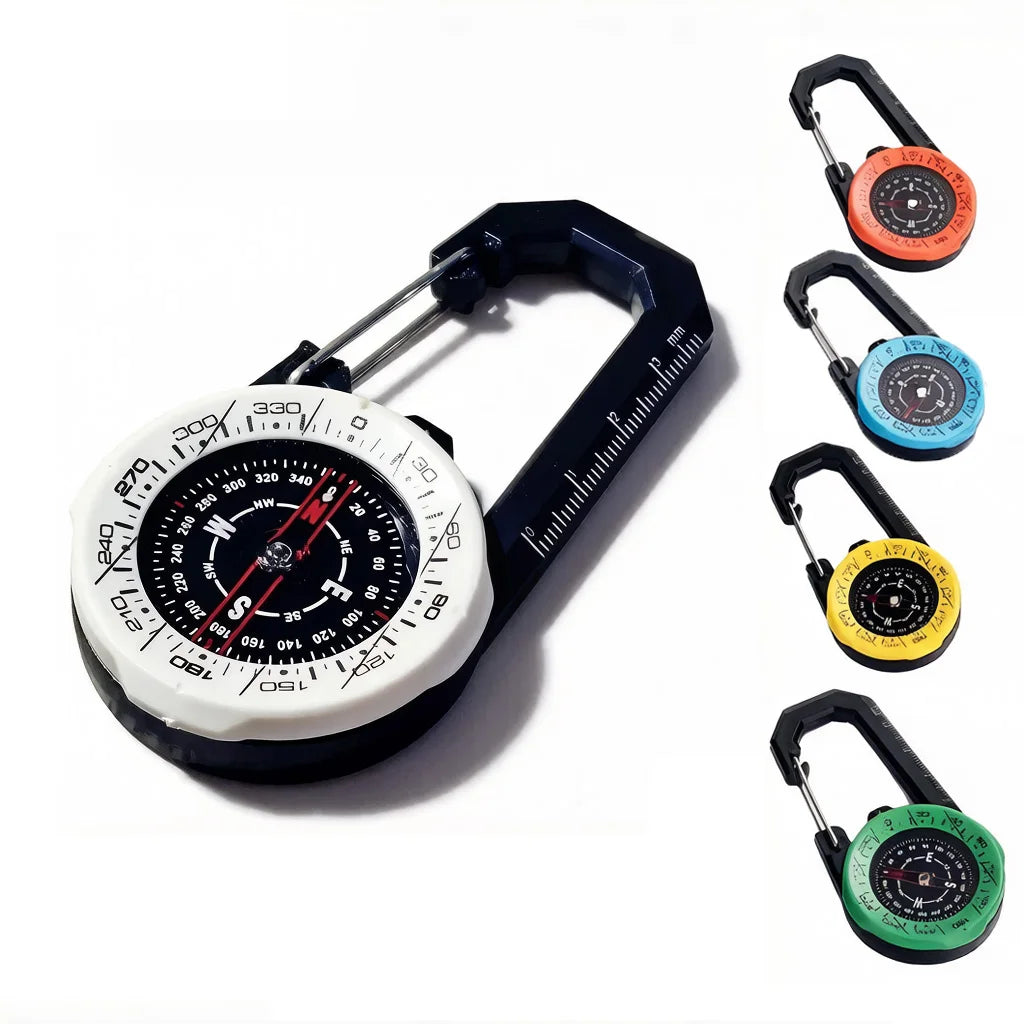 Portable Luminous Compass Carabiner Mini Survival Directional Tool for Outdoor Hiking Camping Mountaineering Survival Kids Gift