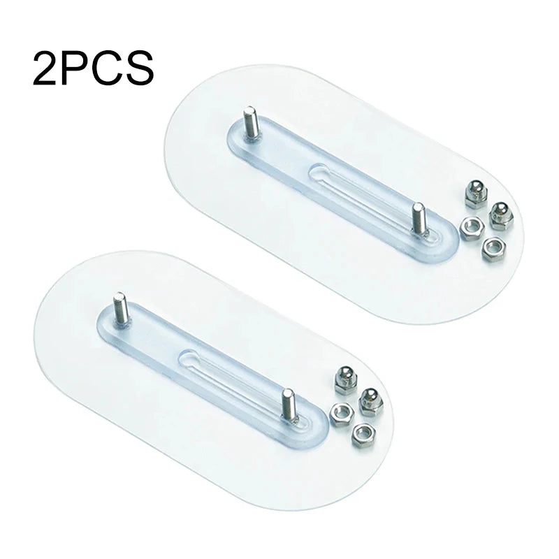 2Pcs Strong Adhesive Seamless Sticky Wall Hook Nail Mounting Rack Double Pegs Adjustable Screw Stickers Wall Picture Hook Kits