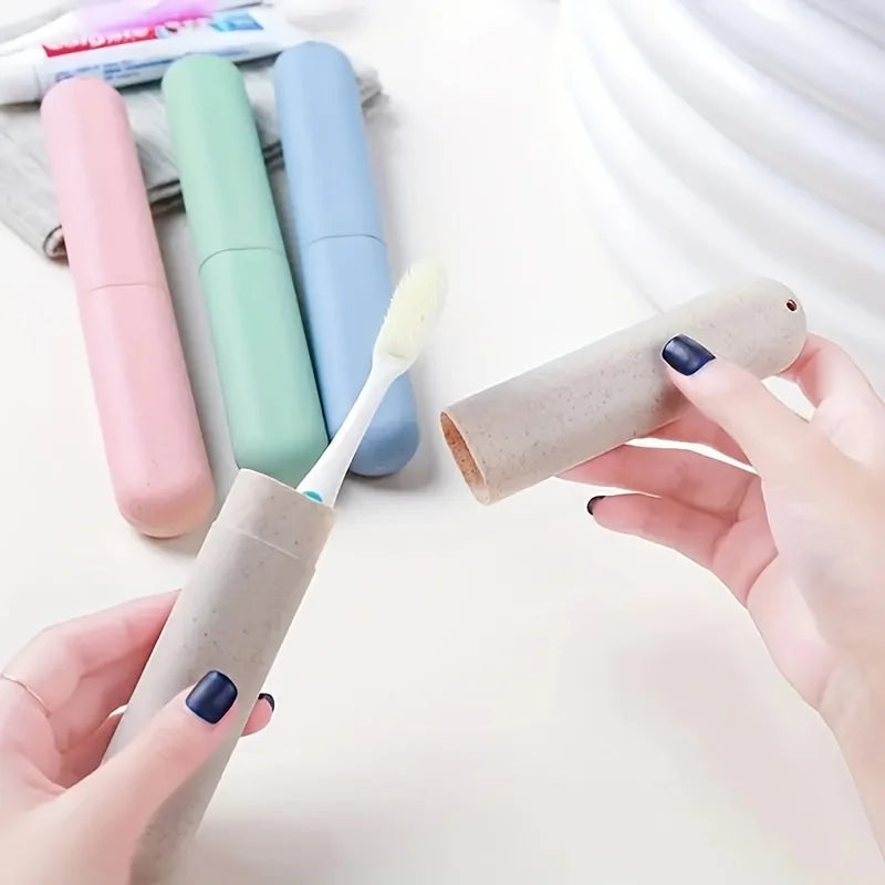 1PC Wheat Straw Travel Toothbrush Box Portable Toothbrush Cover Storage Box