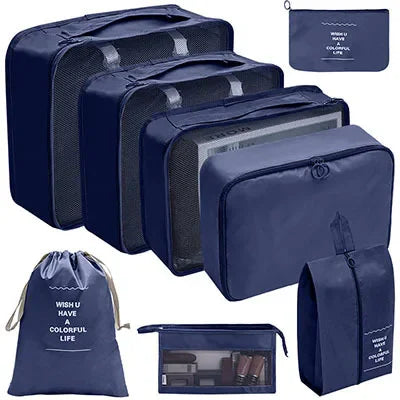 8/9PCS Set Packing Cubes For Travel Waterproof Clothes Underwear Shoes Toiletries Organizer Tidy Pouch Travel Storage Bag
