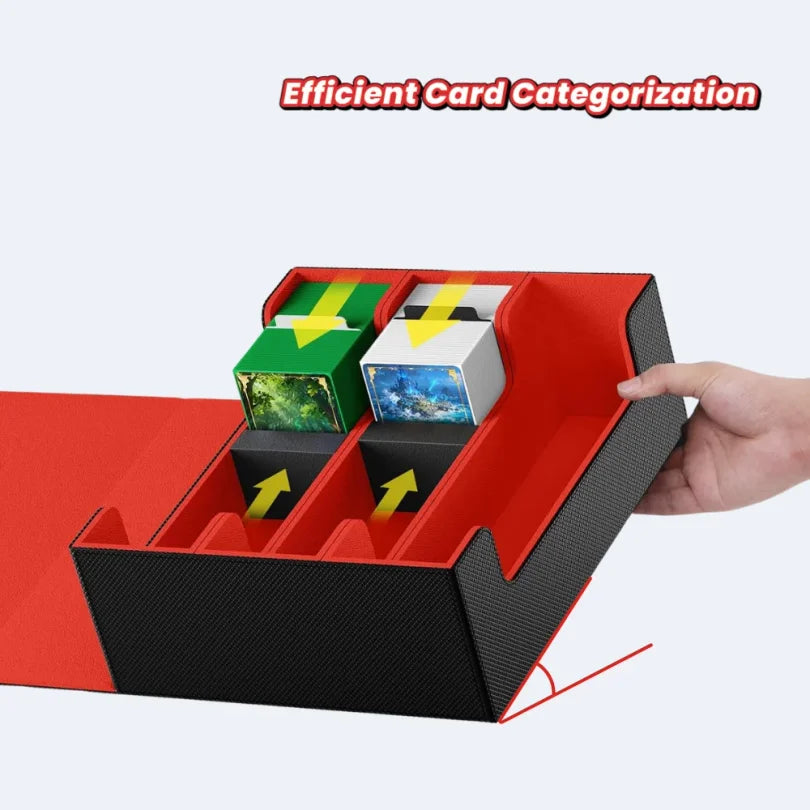 Trading Card Storage Box, 1800+ Sleeved Cards, Magnetic Closure PU Leather Deck Box for MTG Pokemon YuGiOh Sports Cards Organize