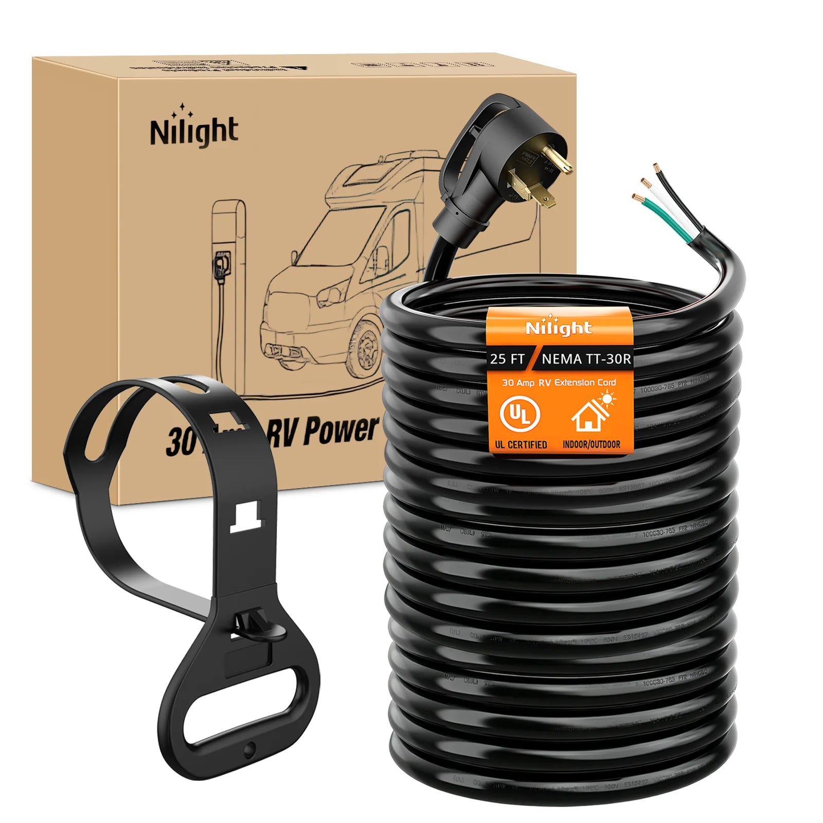 Iron Forge Cable 30 Amp RV Replacement Cord 10/15/25ft - 10/3 RV Extension Cord 10 Foot NEMA TT-30P to Open End 3 Wire - Heavy Duty 10 Gauge STW RV Cord
