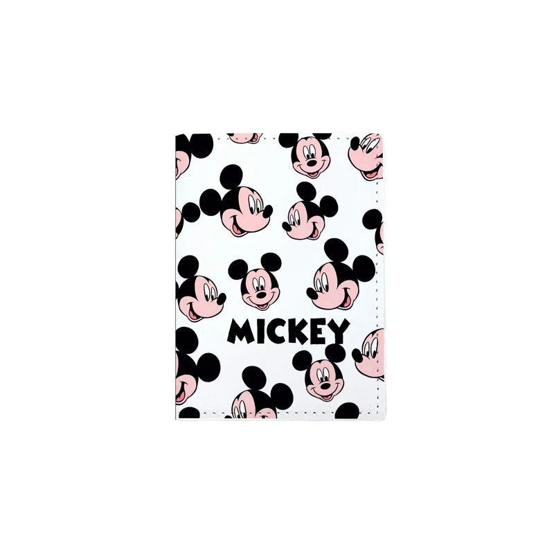 Disney Mickey Minnie Women Girls Travel Accessories Passport Cover Holder PU Leather Unisex ID Bank Card Holders Wedding Gifts