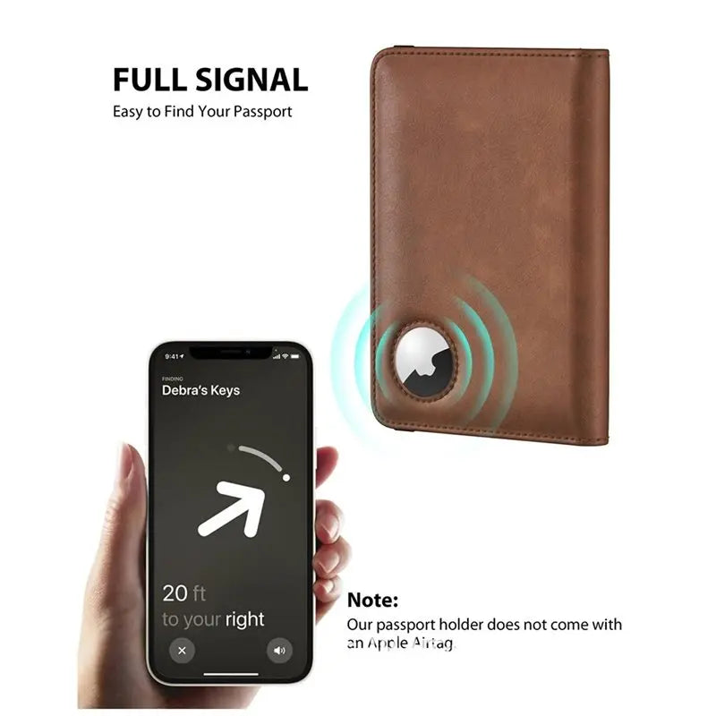 ABRT-Passport Holder With RFID Blocking For Airtag, Slim PU Leather Passport Wallet Cover Case, Anti-Lost Travel Accessories