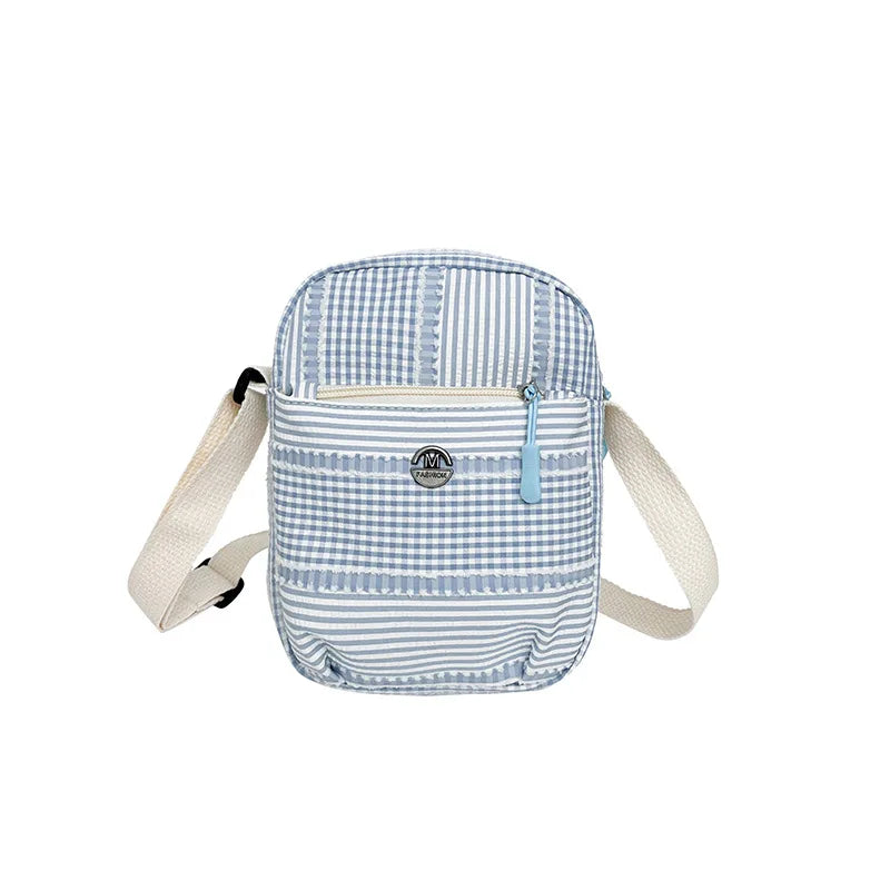 Plaid Nylon Crossbody Bag for Women Casual Shoulder Bag for Daily Commute Travel Multifunctional Ladies Crossbody Change Bag