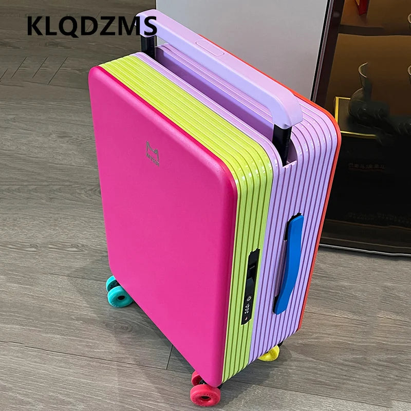 KLQDZMS Suitcase ABS+PC Boarding Box Large Capacity Trolley Case 20"24 Inch Cart Type Travel Bag Universal Wheel Rolling Luggage