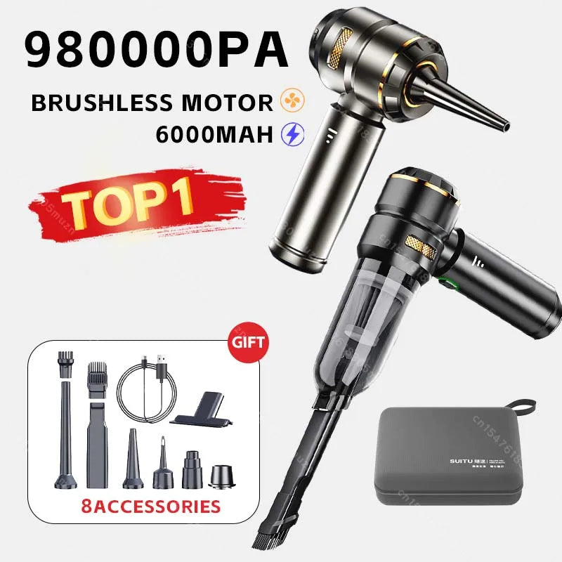 Mini Car Vacuum Cleaner Strong Scution Cordless 998000PA Powerful Wireless Car Cleaner HandHeld Portable Vacuum Cleaner for Car