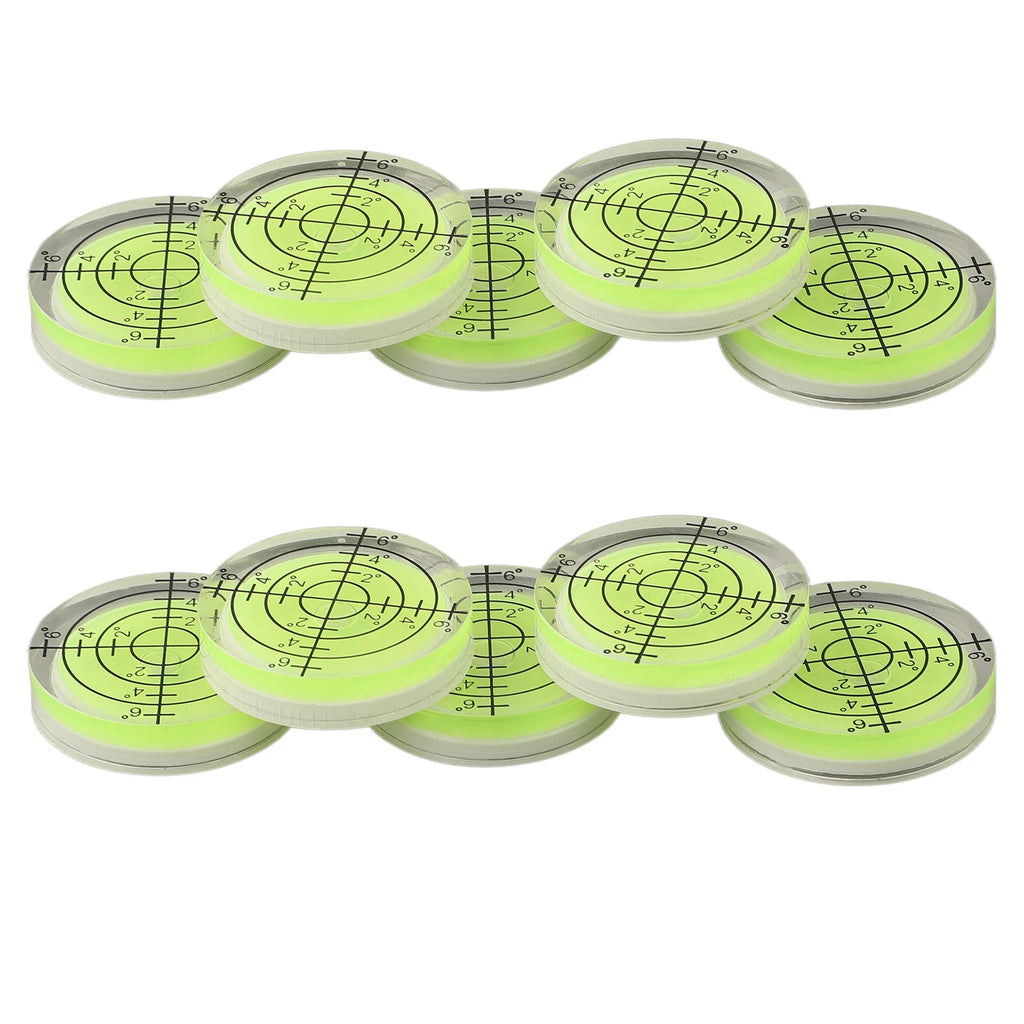 10 Pieces 32*7mm Translucent Round Bubble Level Gauge For Spirit Degree Mark Measure Meter LCD Mount Frame Carpentry Tools