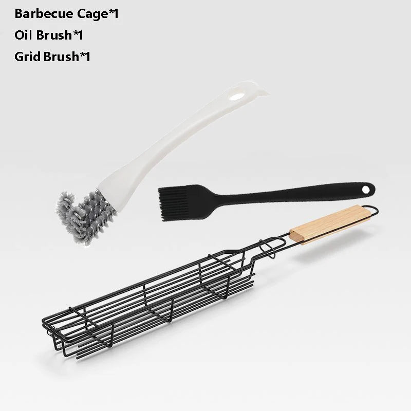 Practical Barbecue Grill Non-Stick Grill Basket with Handle BBQ Roast Rack for Home Outdoor Picnic Camping Accessories