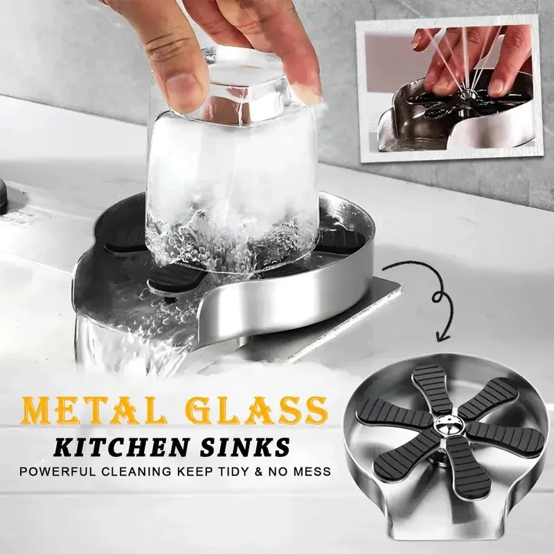 304 Stainless Steel Glass Rinser Kitchen Sink Cup Washer Bottle Cleaner for Home Bar Coffee Milk Tea Cup