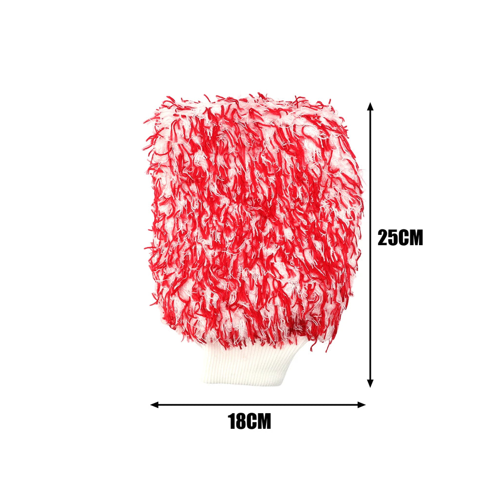 Plush Car Wash Gloves Wool-Lined Thickened Anti-Slip Car Wash Gloves with Brush Cleaning Accessories Car Cleaning Tools
